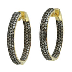 Micro Pave Diamond 18k Yellow Gold Hoop Earrings ForHer