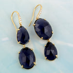 Faceted Lolite Diamond Hook Dangle In 18k Gold