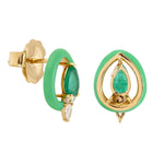 Natural Emerald Stud Earrings 18k Gold Diamond Jewelry For Women's