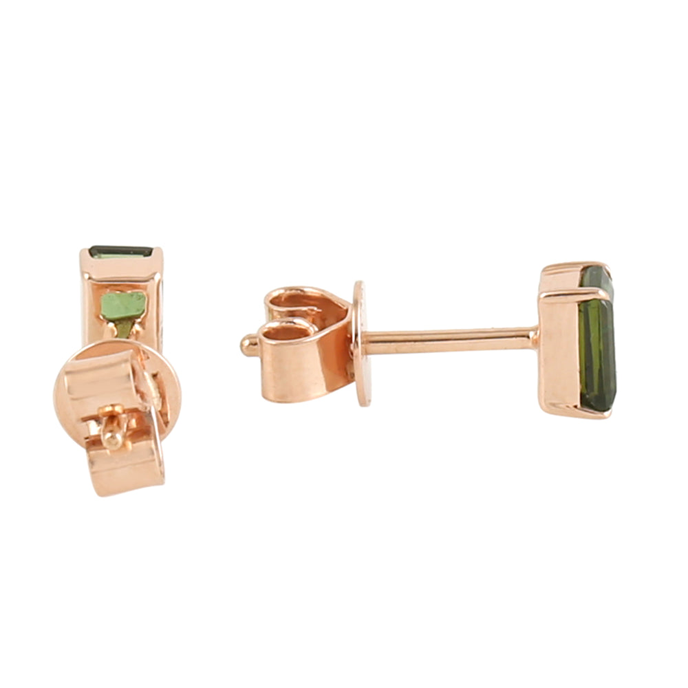 Prong Set Tourmaline 18k Rose Gold Stud Earrings Minimal Gift