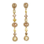 Pave Diamond Handmade Long Drop Danglers For Her in Solid 18k Gold