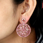 Natural Pink Tourmaline Cluster Design Danglers In 18k Rose Gold Diamond Jewelry