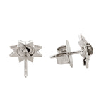 Natural Black & White Diamond Star Burst Stud Earrings Jewelry In 18k White Gold