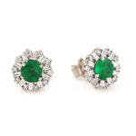 Natural Baguette Diamond Emerald 14k White Gold For Women