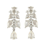 Beautiful Pear Cut Diamond Drop Bead Stud Earrings In 18k White Gold Jewelry