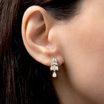 Beautiful Pear Cut Diamond Drop Bead Stud Earrings In 18k White Gold Jewelry