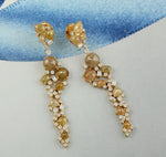 18k Yellow Gold Ice Diamond Designer Dangle Earrings Handmade Jewelry