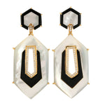 Micro Pave Diamond Mix Stone Enamel Danglers in 18k Gold