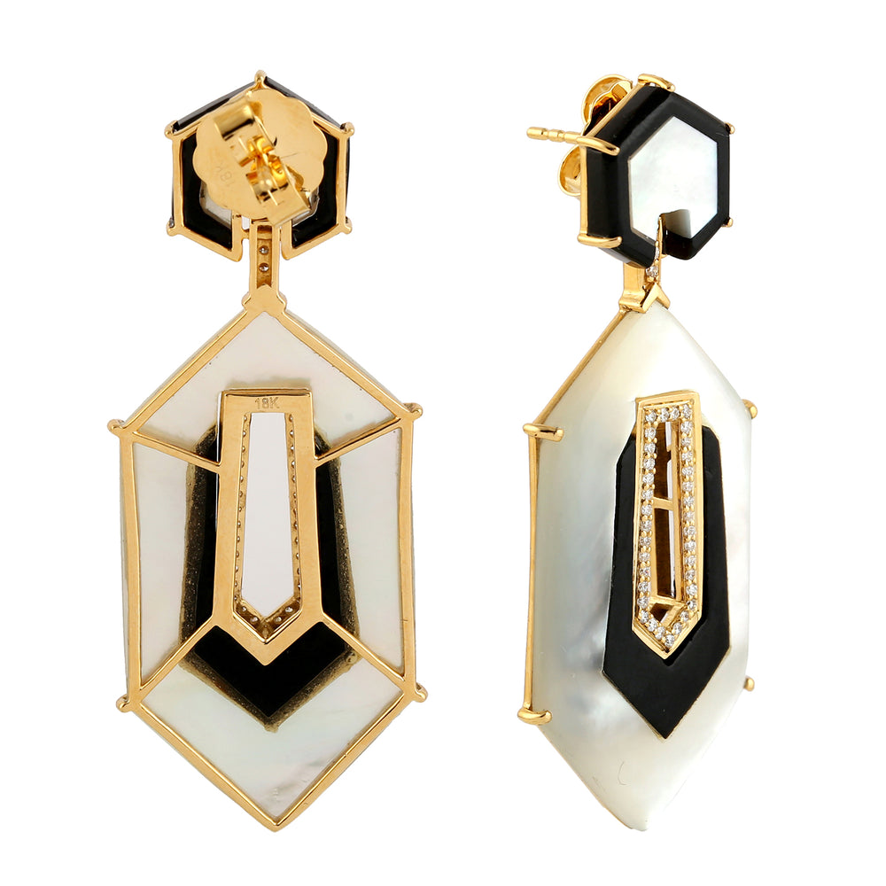 Micro Pave Diamond Mix Stone Enamel Danglers in 18k Gold