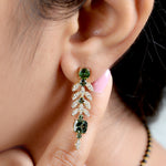 Beautiful Tourmaline Diamond Feather Design 18k Yellow Gold