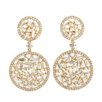 Baguette Diamond Wedding Cluster Danglers In 18k Yellow Gold