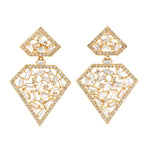 Baguette Diamond Cluster Danglers In 18k Yellow Gold For Her