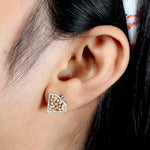 Tapered Baguette Pentagon Design Stud Earrings in 18k Gold