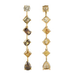 18k Yellow Gold Colored Diamond Designer Dangle Earrings Jewelry