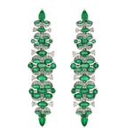 Marquise Emerald Pave Diamond Designer Party Wear Chandelier In 14k White Gold