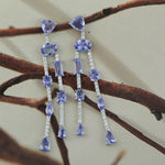 Natural Pave Diamond Tanzanite 18k White Gold Chandelier Jewelry For Her