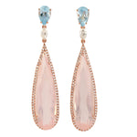 Pear Cut Quartz Topaz Diamond 18k White Beautiful Danglers