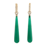 Green Onyx Diamond Beautiful Drop Dangler In 18k Yellow Gold