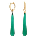 Green Onyx Diamond Beautiful Drop Dangler In 18k Yellow Gold