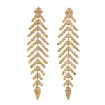 Natural Diamond Pave Leaf Design Danglers In 18k Yellow Gold For Her