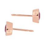 Natural Ruby & Diamond Stud Earrings In 18k Rose Gold For Her