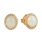 Opal Ethopian Diamond Oval Stu Earrings in 18k Yellow Gold Gift