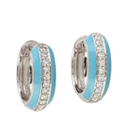 Natural Diamond Enamel Huggie Earrings In 14k Gold