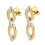 Pave Diamond Link Chain Design Earrings In 18k Yellow Gold