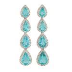 Apatite Pave diamond Pear Cut Drop Dangler In 18k White Gold