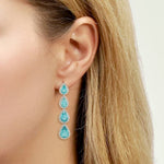 Apatite Pave diamond Pear Cut Drop Dangler In 18k White Gold