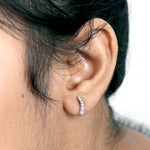 Natural Diamond Pave Delicate Stud Earrings In 18k White Gold For Her