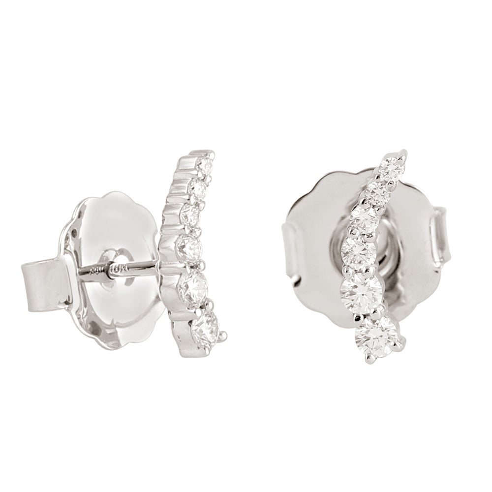 Natural Diamond Pave Delicate Stud Earrings In 18k White Gold For Her