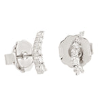 Natural Diamond Pave Delicate Stud Earrings In 18k White Gold For Her