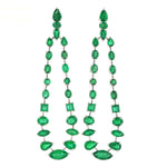 Multi Shape Emerald Precious Gemstone Designer Chandelier In 18k White Gold For Her