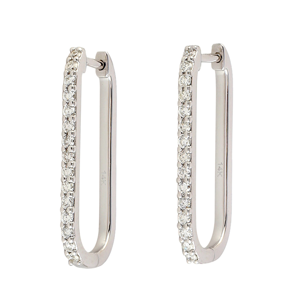 Natural Pave Diamond Dangle Earrings in 14k White Gold