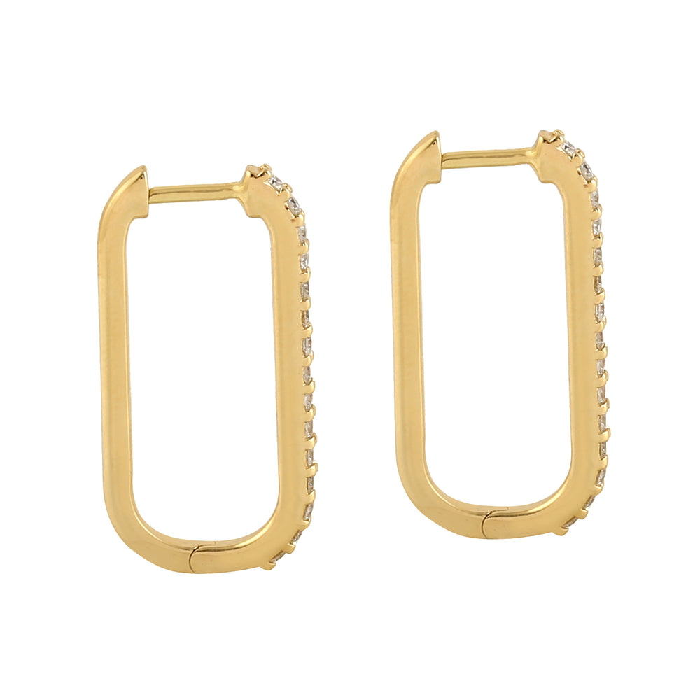 Natural Pave Diamond Dangle Earrings in 14k Yellow Gold