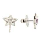 Pear Cut Diamond Sapphire Daisy Stud Earrings In 18k White Gold