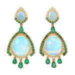 Opal Ethopian Diamond Emerald Dangler In 18k Gold For Her