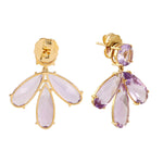 Pear Cut Amethyst Beautiful Stud Earrings In 18k Yellow Gold