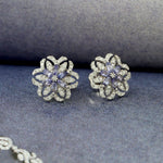 Marquise Tanzanite & Diamond Floral Stud Earrings in 18k White Gold