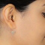 18k Yellow Gold Pave Diamond Star Burst Design Earrings