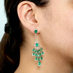 Natural  Emerald Uncut Diamond Beautiful Danglers In 18k Yellow Gold