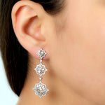 Natural Tapered Baguette Diamond Beautiful Star Danglers Gift For Her in 18k White Gold