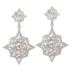 Beautiful Tapered Diamond Cluster Danglers In 18k White Gold For Her