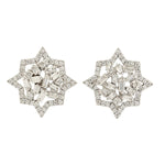 Tapered Baguette Diamond Star Stud Earrings Party Wear Jewelry In 18k White Gold