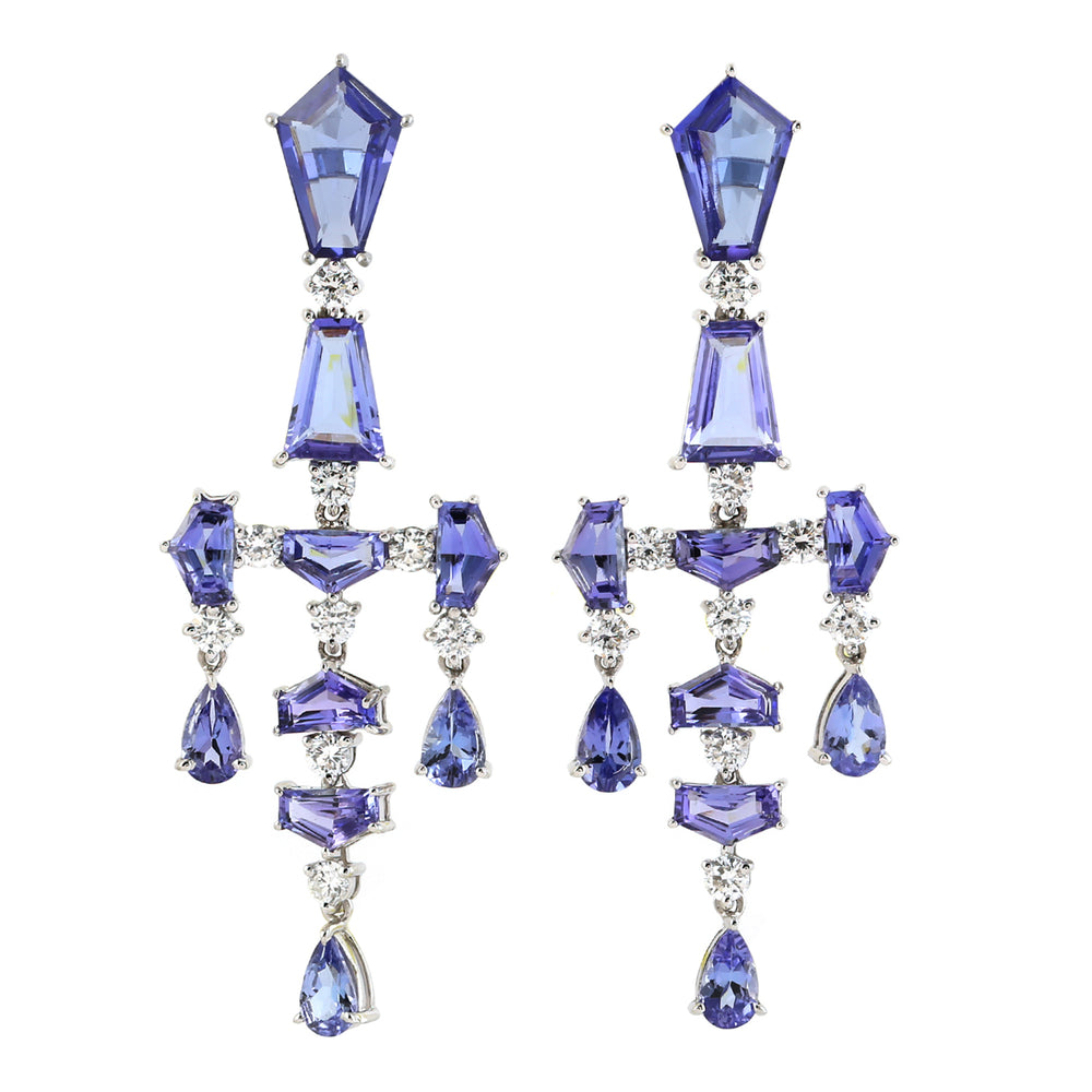 Tanzanite December Birthstone Diamond Beautiful Chandelier In White Gold Wedding Gift