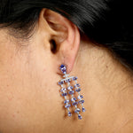 Natural Tanzanite & Pave Diamond Chandelier Wedding Gift In 18k White Gold