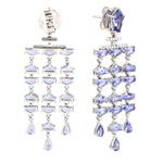 Natural Tanzanite & Pave Diamond Chandelier Wedding Gift In 18k White Gold