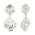 Natural Diamond Cluster Clover Leaf Design Danglers Earrings In 18k Gold