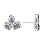 Natural Lolite Designer tiny Stud Earrings In 18k White gold